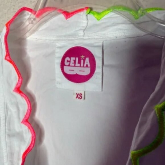 Celia B Adal White Neon Scalloped Wrap Dress - Picture 3 of 3